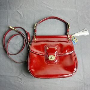 Coach Vintage Willis Top Handle Crimson Red Patent Leather Crossbody bag 21244